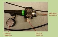 Video bronchoscope, connectors (annotations)